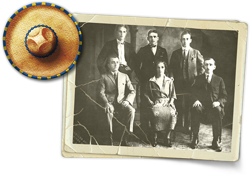 Fotografia dos seis irmãos Gómez Cuétara que emigraram para o México